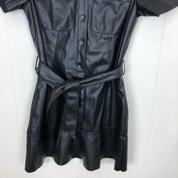 Miss Selfridge Faux Leather Shirt Dress Sz 2P - Picture 5 of 10